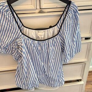 Universal Thread Blue and White Striped Blouse